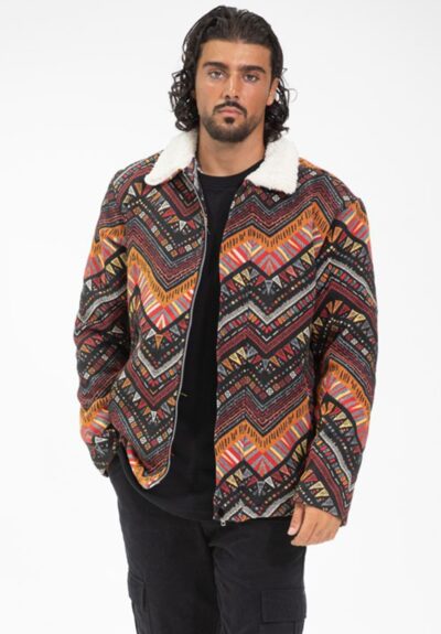 Jacket with a mix of colorful geometric patterns